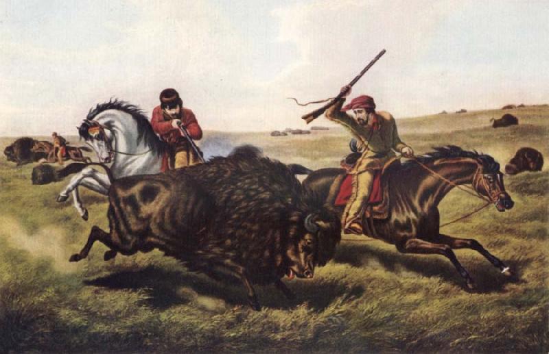 Tait Arthur Fitzwilliam Life on the Prairie-The Buffalo Hunt France oil painting art